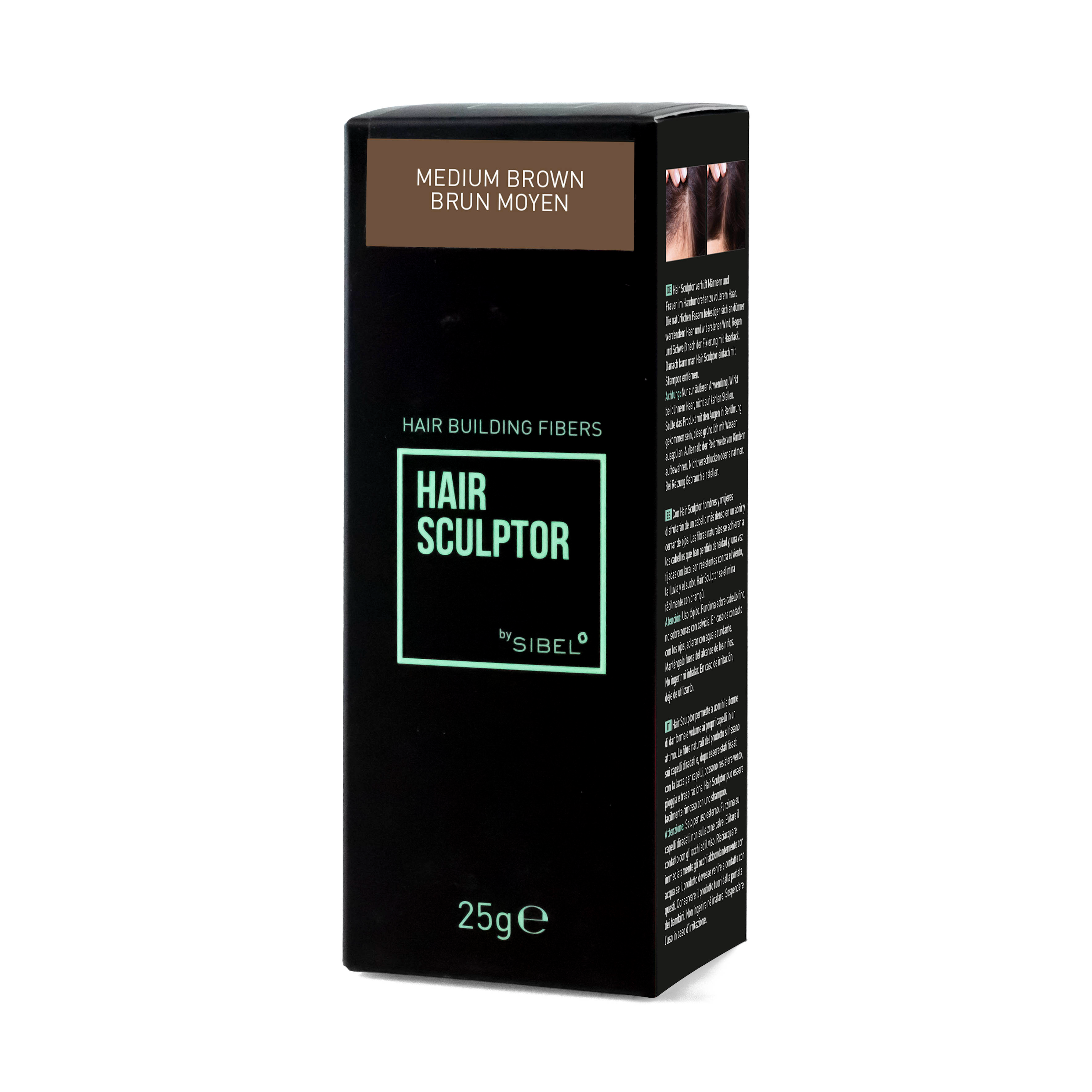 HAIR SCULPTOR Hair Building Fibers 25g Med Brown