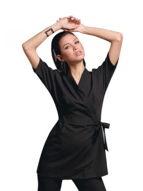 Kimono NOIR Col V Manches Fendues S