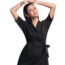 Kimono NOIR Col V Manches Fendues S