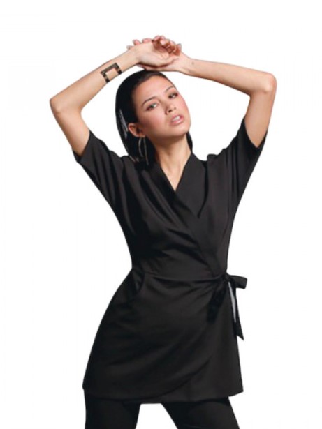 Kimono NOIR Col V Manches Fendues M
